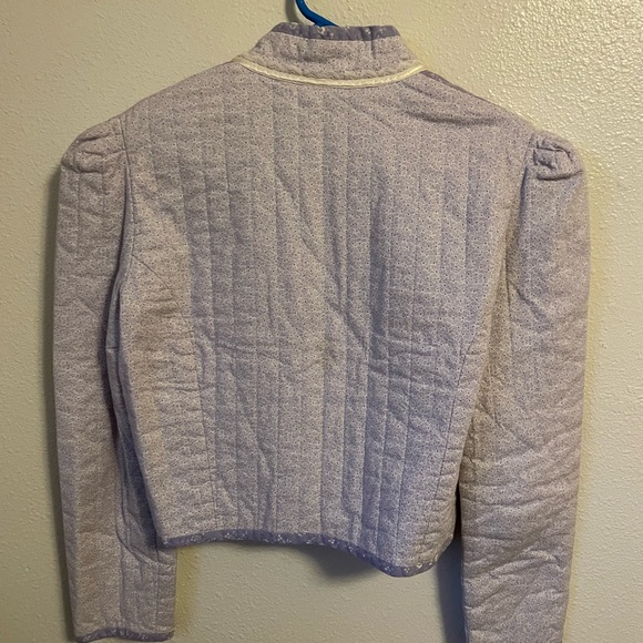 Lavender Quilted Women's Blazer with Lace Trim - Picture 9 of 10